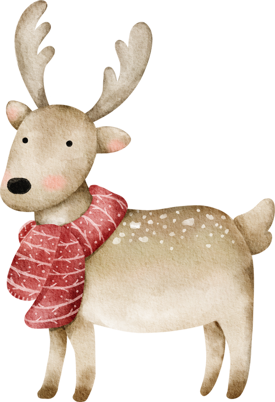 Christmas reindeer cartoon cute watercolor